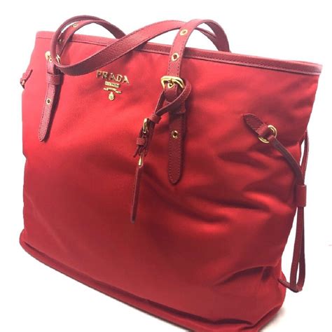 prada tote red inside|Prada foldable shopping tote.